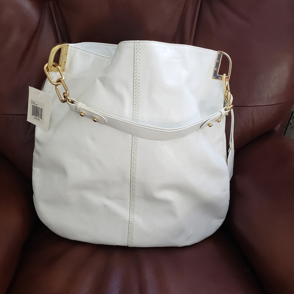 Badgley Mischka White Gaia Shoulder Bag Purse Brand New. Never used.
